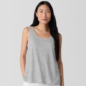 Black & White Linen Striped Sleeveless Tank Top
